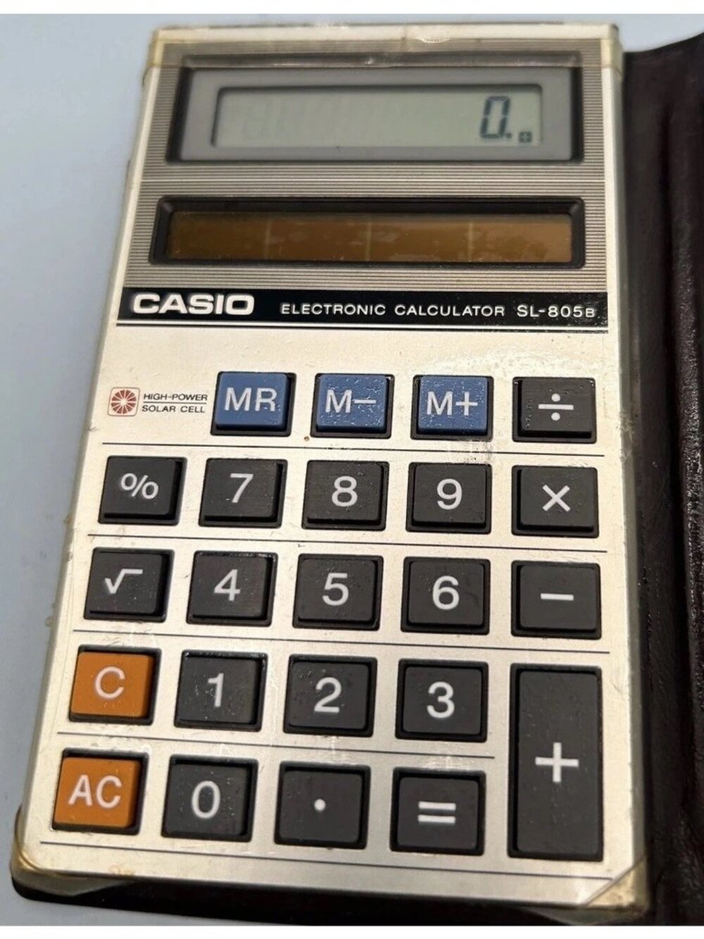 Vintage Casio Electronic Calculator Solar Power With Case SL-805B Tested Works